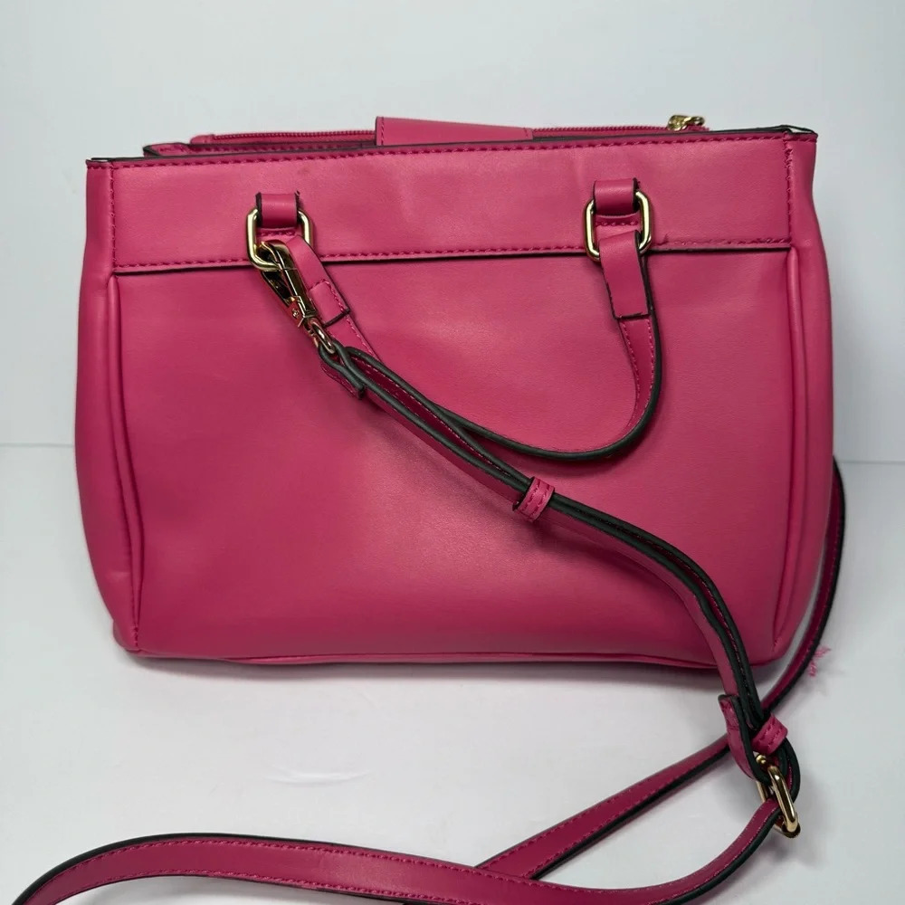Trina Turk Fuchsia Quilted Satchel Bag with Gold Hardware - Hot Pink Crossbody - Picture 14 of 16
